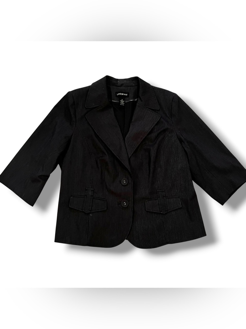 Lane Bryant Women's Pinstriped Button Down Jacket Blazer Black Sz 24 D-9